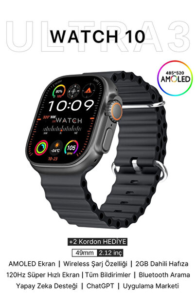 NS Store Hk 10 Ultra 3 2.02 Inc Süper Amoled Ekran Yapay Zeka Destekli Kordon...