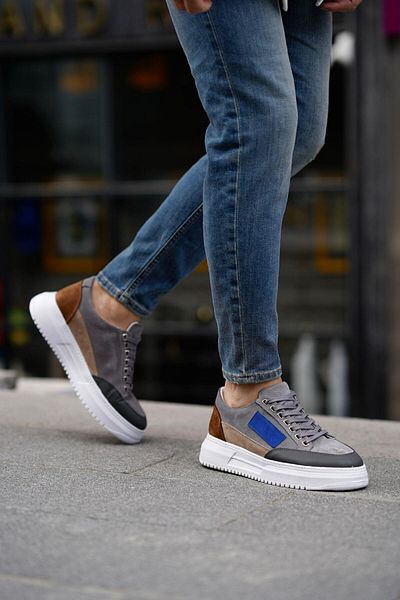 Ahmed Hamdi Bey Paul gri men's leather shoes