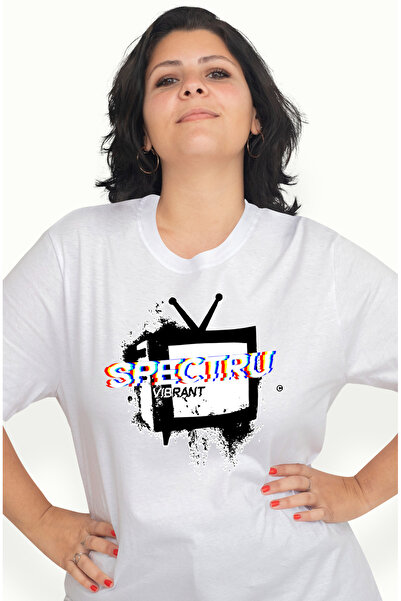 StoryGift Romania Tricou Femei Spectru Vibrant televizor vechi vintige arta cu imprimeu pe Fata, WHT_XS