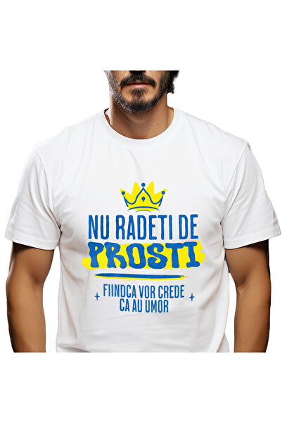 StoryGift Romania Tricou Barbati cu Coroana Regala Galbena Gluma, Prostire, U...