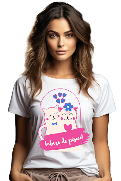 StoryGift Romania Tricou Femei Pisici indragostite Valentine's Day cuplu iubi...