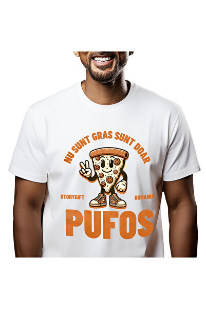 StoryGift Romania Tricou Barbati cu Felie De Pizza Peperoni Cu Sneakers Rosii...