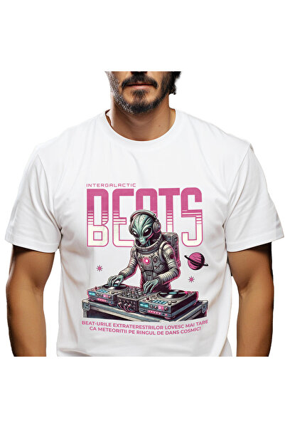 StoryGift Romania Tricou Barbati cu Extraterestru In Costum Spatial DJ Hobby ...
