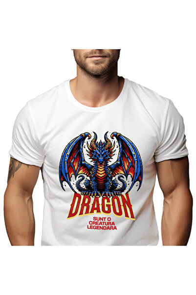 StoryGift Romania Tricou Barbati cu Dragon Albastru Stil Caracter Jocuri Anim...