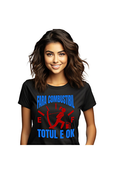 StoryGift Romania Tricou Femei cu Semn Bord Nivel Combustibil Fata Tragand Sf...