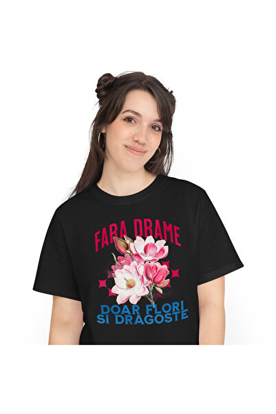 StoryGift Romania Tricou Femei cu Buchet De Flori Roz, Dragoste, Cadou Valent...