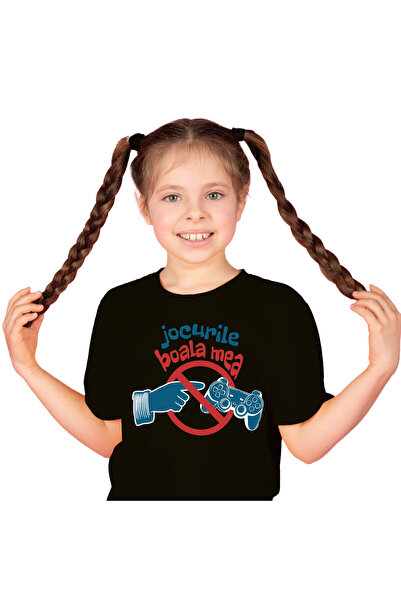 StoryGift Romania Tricou Copii cu Semn Interzis Mana Umana, Maneta Jocuri Vid...