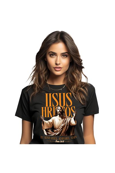StoryGift Romania Tricou Femei cu Iisus Hristos Statuie Rugandu-se La cer Dumnezeu Religie paste S,Black_XS