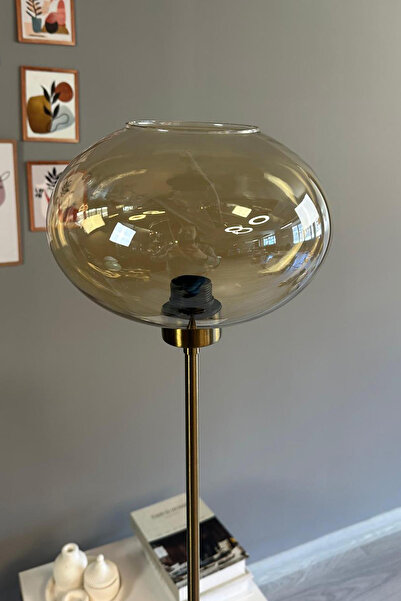 Bamyum Cam Bal Rengi Düz İnce Gövde Lambader Modern Oturma Odası