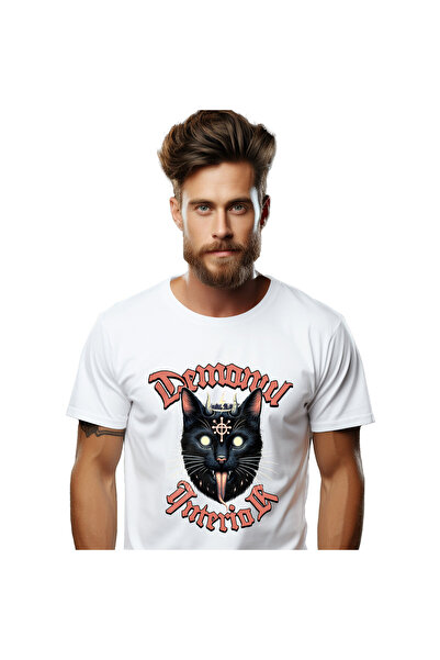 StoryGift Romania Tricou Barbati cu Pisica Neagra Stil iluminati Hallowen, Sa...