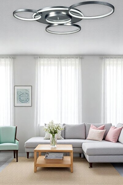 LEGACY Yaman Modern Tasarım Gri Renk Beyaz Ledli Cafe - Mutfak - Salon Led Avize