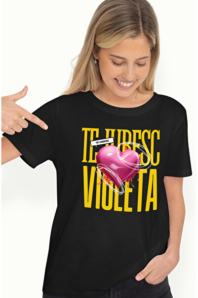 StoryGift Romania Tricou Femei Te Iubesc Violeta, Dragoste, Inima, Iubire, Sf...