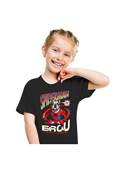 StoryGift Romania Tricou Copii cu Bulldog Caine In Costum de SpiderMan cu Pel...