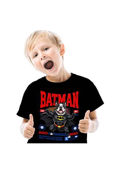 StoryGift Romania Tricou Copii cu Portie Cartofi Prajiti Alergand Cardio Fast Food Supereroi Perso,Black_6ANI