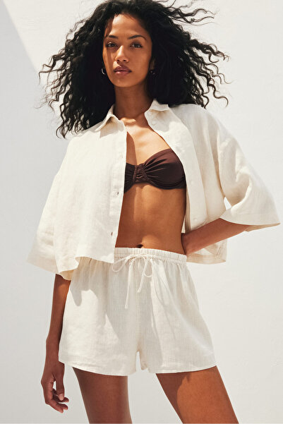 H&M Kısa ve Geniş Keten Gömlek