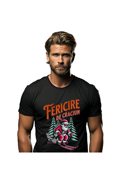 StoryGift Romania Tricou Barbati cu Mos Craciun Cool Pe Schiuri,Zapada Supere...