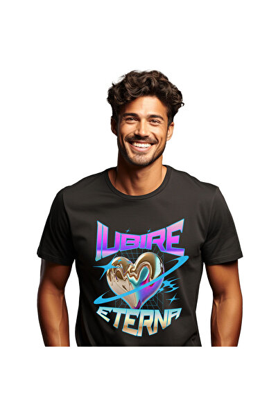 StoryGift Romania Tricou Barbati cu Inima Bizara Stralucitoare Metalica, Iubi...