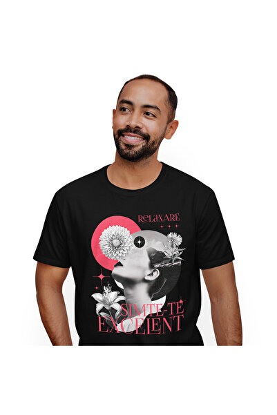 StoryGift Romania Tricou Barbati cu Chip Feminin Flori Diverse Motivational A...