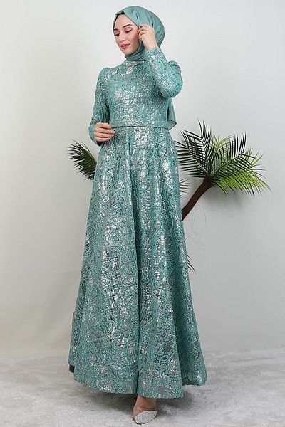 GİYZAMİLA Φόρεμα Feraye Glitter Τελετουργίας Mint