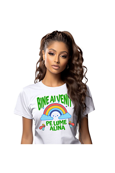 StoryGift Romania Tricou Femei cu Curcubeu Colorat Vesel Desene Animate Copii...