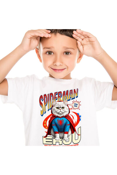 StoryGift Romania Tricou Copii cu Persan / persian Pisica In Costum de Spider...