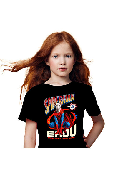 StoryGift Romania Tricou Copii cu Sphynx Pisica In Costum de SpiderMan cu Pel...