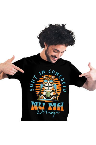 StoryGift Romania Tricou Barbati cu Pisica Portocalie Cu Ochelari De Soare Pe...