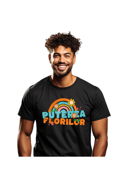 StoryGift Romania Tricou Barbati cu Curcubeu colorat Flori Diverse, Natura, F...