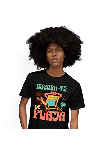 StoryGift Romania Tricou Barbati cu Om Pe Sezlong plaja Tropicala Relaxare Va...