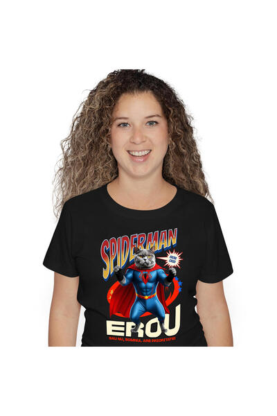 StoryGift Romania Tricou Femei cu British Shorthair Caine In Costum de Spider...