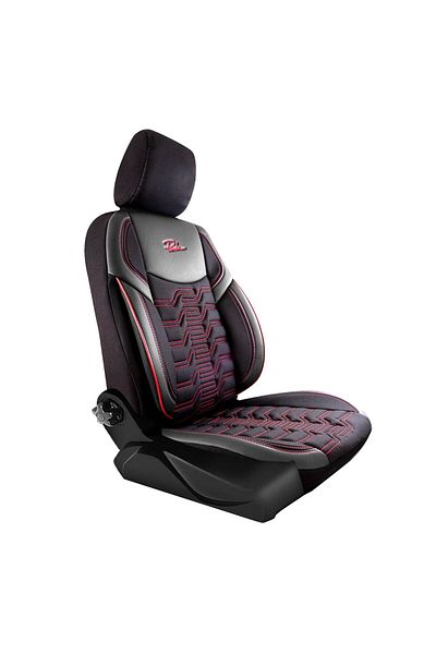 Panda Set Huse Scaune Auto Panda Berlin, negru cu cusatura rosie, 11 piese