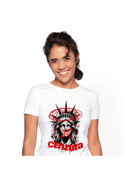 StoryGift Romania Tricou Femei cu Chip Statuia Libertatii Cenzura New York Ar...