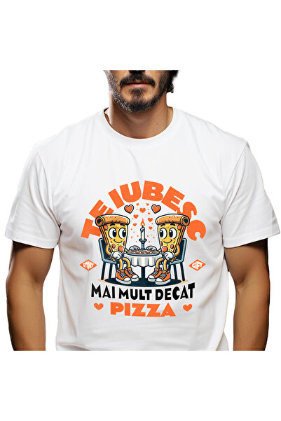 StoryGift Romania Tricou Barbati cu Intalnire Romantica Felii De Pizza, Iubir...