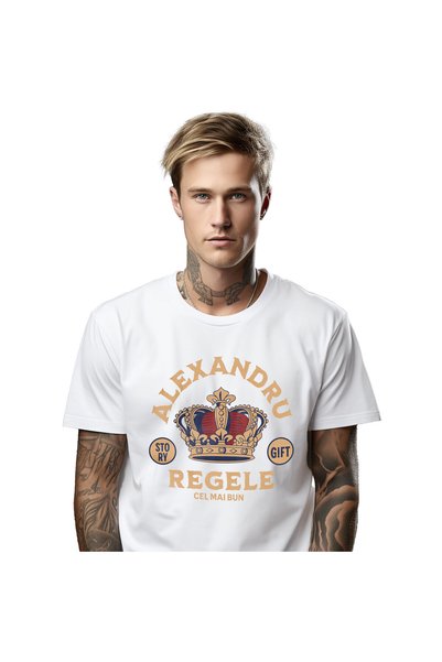 StoryGift Romania Tricou Barbati cu Coroana De Rege Din Aur Domnitor , Desene...