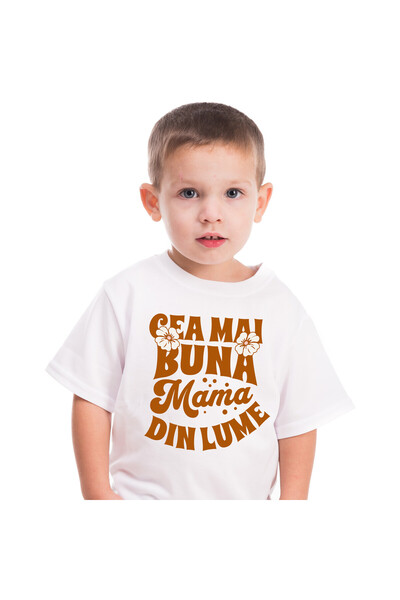 StoryGift Romania Tricou Copii cu Mesaj Ziua Mamei Cea Mai Buna Mama Din Lume...