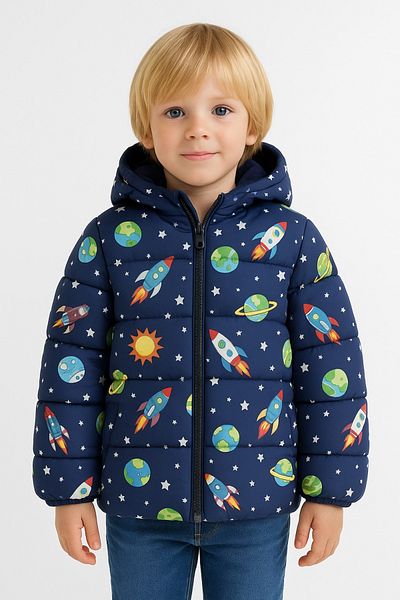 Montstop Purple Boy's Winter down Jacket with Fleece Inside and Hooded Pattern