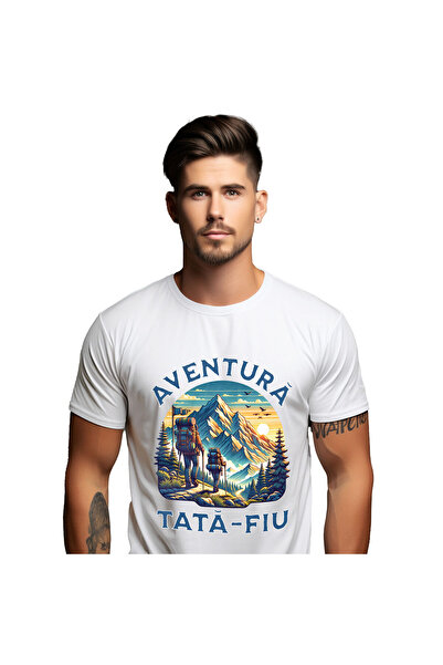 StoryGift Romania Men's T-Shirt with Couple Superhero Characters Through Moun...