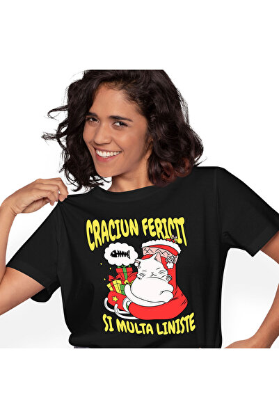 StoryGift Romania Tricou Femei cu Pisica Grasa Viseaza La Peste, Animal Pufos...