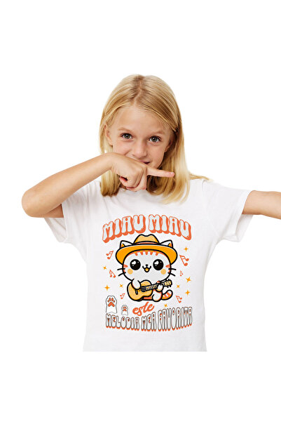 StoryGift Romania Tricou Copii cu Pisica Cu Palarie Mexicana Si Chitara Muzic...