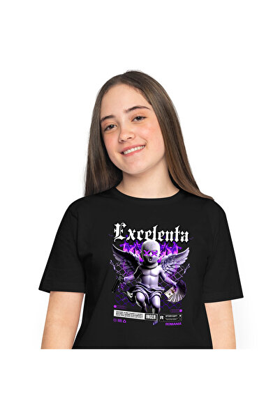 StoryGift Romania Tricou Femei cu Copil Cu Aripi Cagula Pe Cap, Arma Bani Bancnote, Motivational c,Black_S