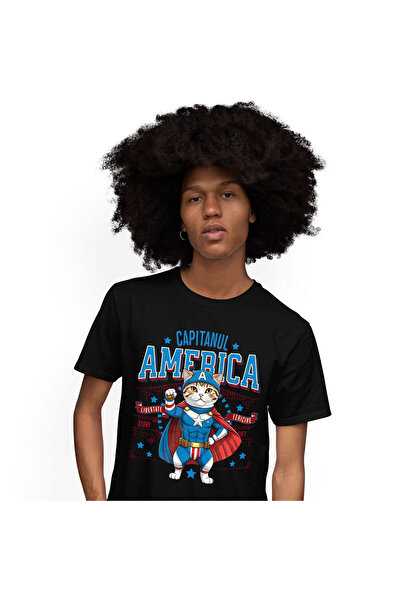 StoryGift Romania Tricou Barbati cu Scottish Fold Pisica In Costum de Capitan...