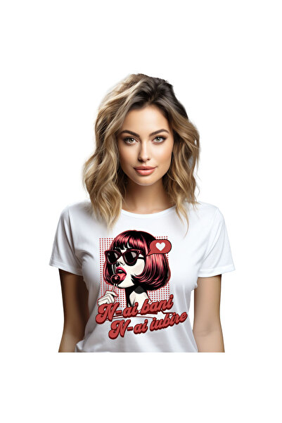 StoryGift Romania Tricou Femei cu Fata Stil Retro Cu Acadea si Ochelari De So...