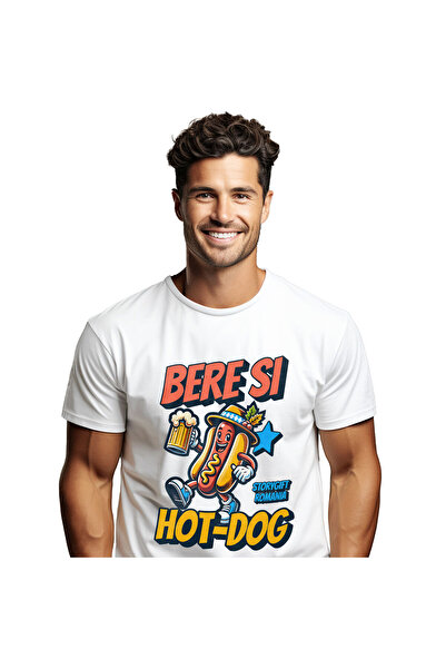 StoryGift Romania Tricou Barbati cu Hot Dog Vesel Halba DE Bere Palarie Manca...