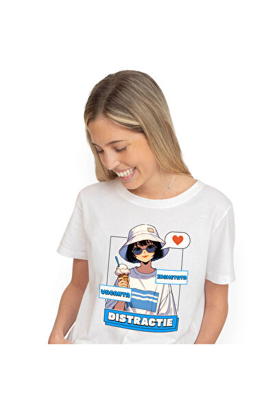 StoryGift Romania Tricou Femei cu Fata Stil Asiatic Cu Palarie Si vacanta Dis...