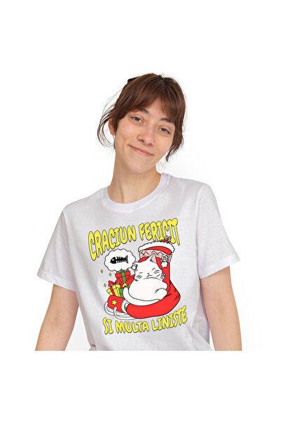 StoryGift Romania Tricou Femei cu Pisica Grasa Viseaza La Peste, Animal Pufos...