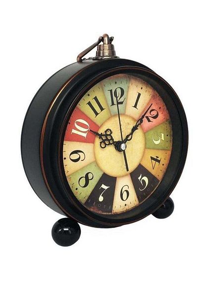 DRAMA HOME Antique Silent Desk Clock Bedside Alarm Clock Non Ticking Old Fashioned Battery Operated