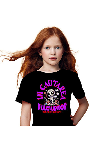 StoryGift Romania Tricou Copii cu Mumie vesela De Hallowen, Fantome Si Dovlec...