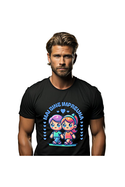 StoryGift Romania Tricou Barbati cu Cuplu Animat Fericit Plimbare Romantica, ...