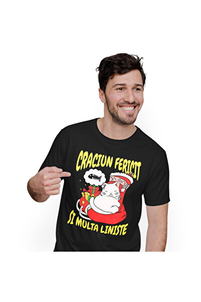 StoryGift Romania Tricou Barbati cu Pisica Grasa Viseaza La Peste, Animal Puf...