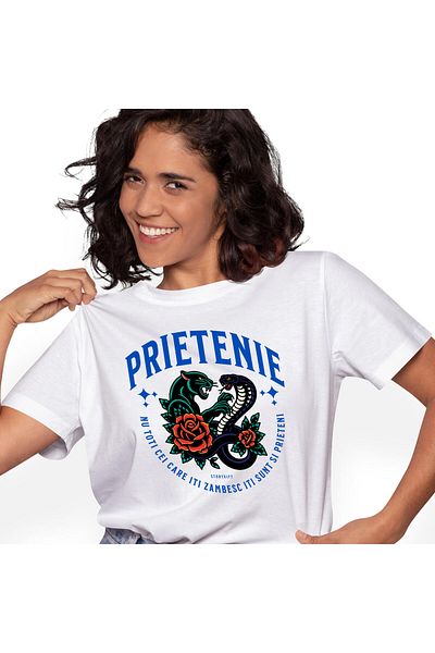 StoryGift Romania Women's T-Shirt with Fighting Dangerous Animals Snake and Angry Tiger Red Roses,White_XS